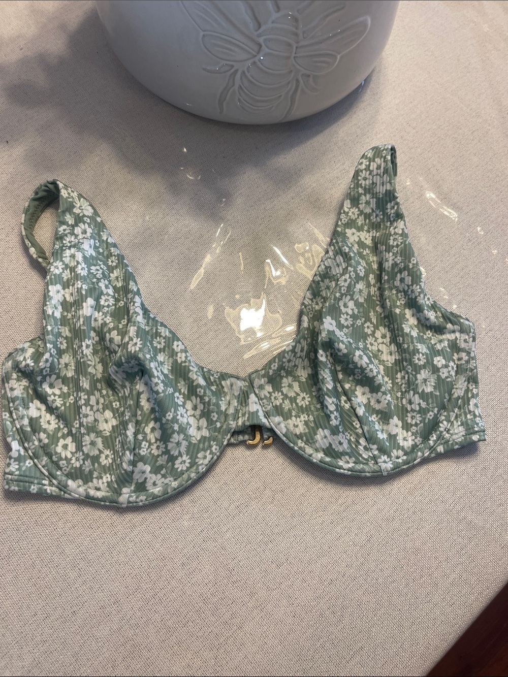 Hollister Sage Green Floral Underwire Swim Top